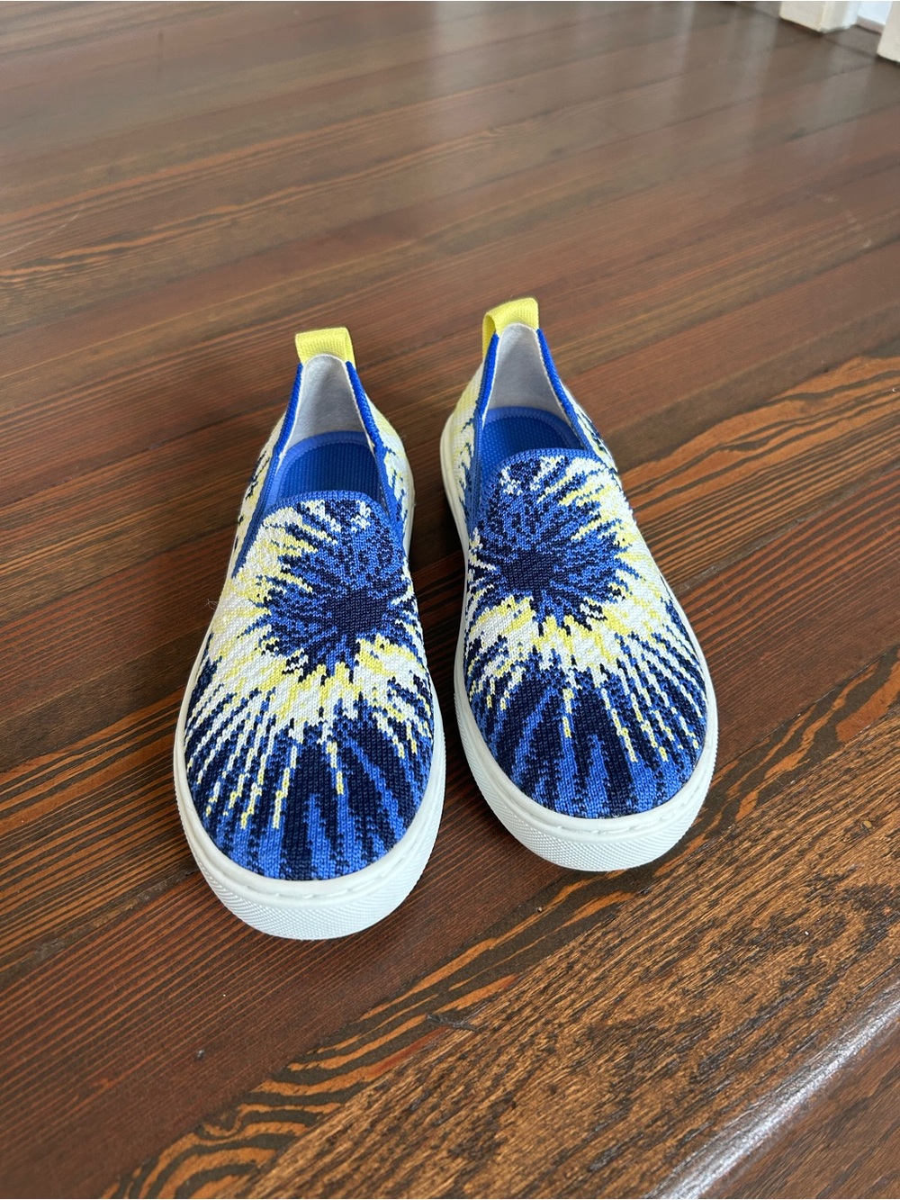 Rothy's Kids Slip-On Sneakers in Blue and Yellow Burst
